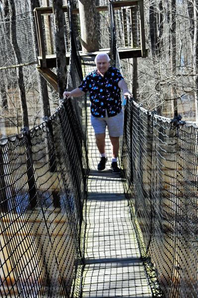 Lee Duquette on the suspension bridge